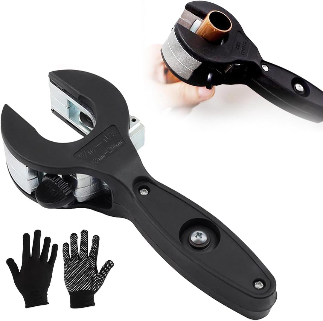Ratcheting Tubing Cutter, Tubing Cutter 1/4" To 7/8", 2 in 1 Close Quarters Tube Compact Cutter, Ratcheting Pvc Cutter for Cutting Pvc, Ppr, And Plastic Hoses, Ratcheting Tube Cutter (5/16" to 1-1/8")