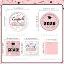 Graduation Party Supplies Kit Serve 50 Graduation Party Class of 2026 Tableware Pink Disposable Dinner Plates Dessert Plates Napkins for Congrats Grad Party Decorations