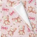 Cute Bears Pink Blue Bows Baby Blankets for Boys Girls Pastel Bears Boho Bows Swaddle Receiving Blanket Watercolor Animlas Soft Swaddling Wrap for Unisex Newborn 30x40in