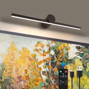 ZitoStory Battery Operated Picture Light with Remote,Wireless Dimmable Art Lights for Paintings Rechargeable Gallery Light Artwork Lighting for Canvas, Portrait (Black,15.35'' Inch)