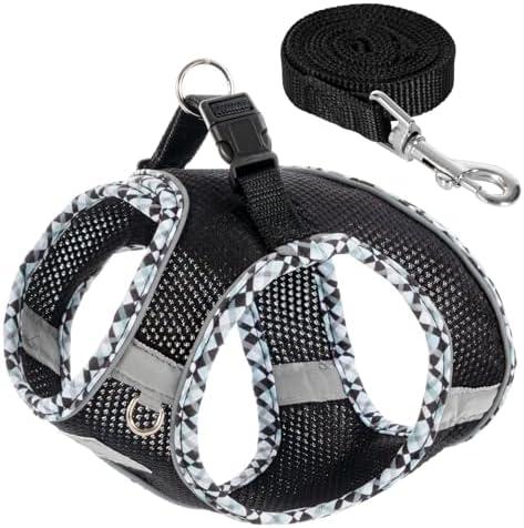 Dog Harness and Leash Set, No Pull Pet Harness for Small Dogs Easy Walking,Soft Breathable Small Dog Harness,Adjustable Reflective Step in Vest Harness for Puppy,Kitten, Cats (XS, Black) Dog Harness and Leash Set, No Pull Pet Harness for Small Dogs Easy Walking,Soft Breathable Small Dog Harness,Adjustable Reflective Step in Vest Harness for Puppy,Kitten, Cats (XS, Black)