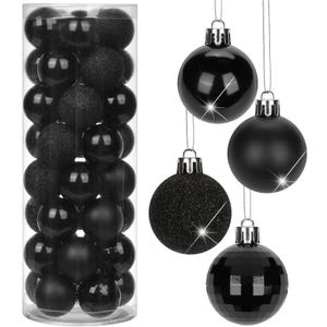 1.57" Black Christmas Balls Ornaments 40 Pcs Shatterproof Christmas Ornaments Set Halloween Balls Ornaments Black Ornament for Xmas Tree Holiday Party