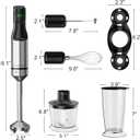 1200W Immersion Blender Handheld, 5-in-1 Variable Speed Emulsifier Hand Blender Stick with Whisk Chopper Milk Frother Mixing Cup and Storage Rack for Kitchen Soup, Purees, Baby Food and Smoothies
