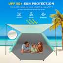 Gorich Beach Tent with Canopy - Easy Setup 3-4/5-6/7-8 Person Portable Sun Shelter, UPF 50+ UV Protection Sun Shade, Lightweight & Compact Beach Cabana for Family Travel