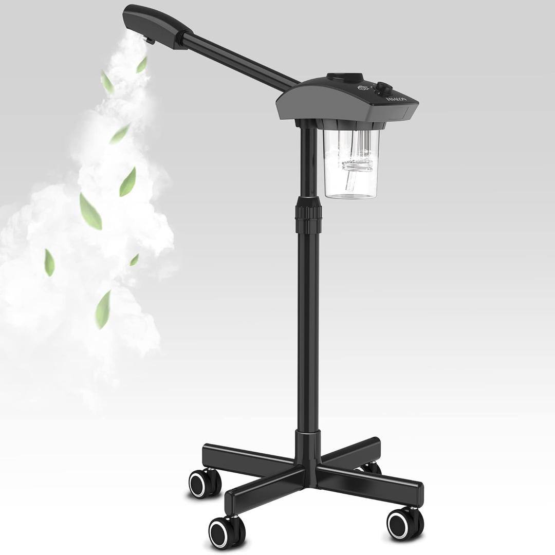 TASALON Ionic Facial Steamer, Professional Face Steamer for Facial, Esthetician Steamer for Face Spa and Salon Beauty, Hot Ionic Mist Face Steamer for Facial Deep Cleaning Skin Care Equipment- Black (Normal)