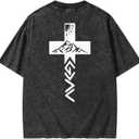 Graphic Tees Summer Women Men Cotton Novelty Oversized Christian Washed T-Shirt (XL)