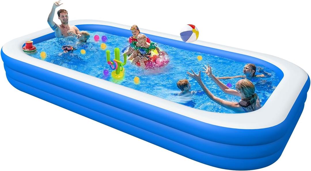 Inflatable Swimming Pool, Large Blow up Pool, Above Ground Swimming Pool for Family, Pools for Kid, 150 x 72 x 22 inch Full-Sized Inflatable Pool for Toddler for Outdoors, Backyard
