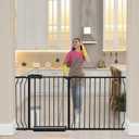 HOOEN 30" Tall Extra Wide Baby Gate for Doorways Stairs 62 to 67 Inch Large Long Pressure Monuted Dog Gate Black Tension Baby Gate Walk Through Safety Gate for Kids or Pets