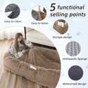 WROS Human Dog Bed, Large Dog Beds for Humans Size Fits You and Pets, Washable Faux Fur Orthopedic Human Pet Bed for People Doze Off, Napping, Present Pillow, Blanket, Strap - Khaki