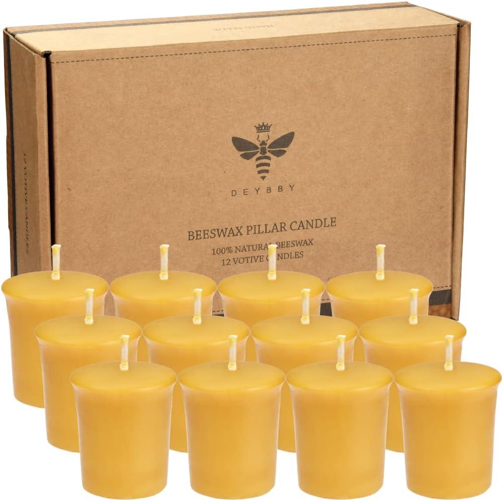 Natural Beeswax Votive Candles Set-12 Pack Votives for Home Room Decor Party Wedding Spa