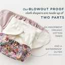 Esembly Cloth Diaper Bundle Set - 3 Organic Cotton Absorbent Inners and 1 Waterproof Outer Diaper Cover - Reusable, Washable, Snap Closure Cloth Diapers - Size 1 (7-17lbs), Aloe