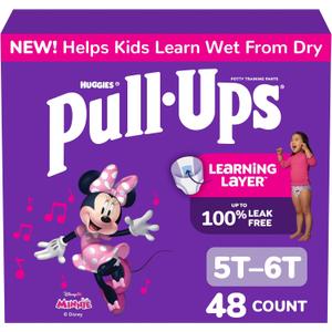 Pull-Ups Girls' Potty Training Pants, Size 5T-6T Training Underwear (50+ lbs), 48 Count