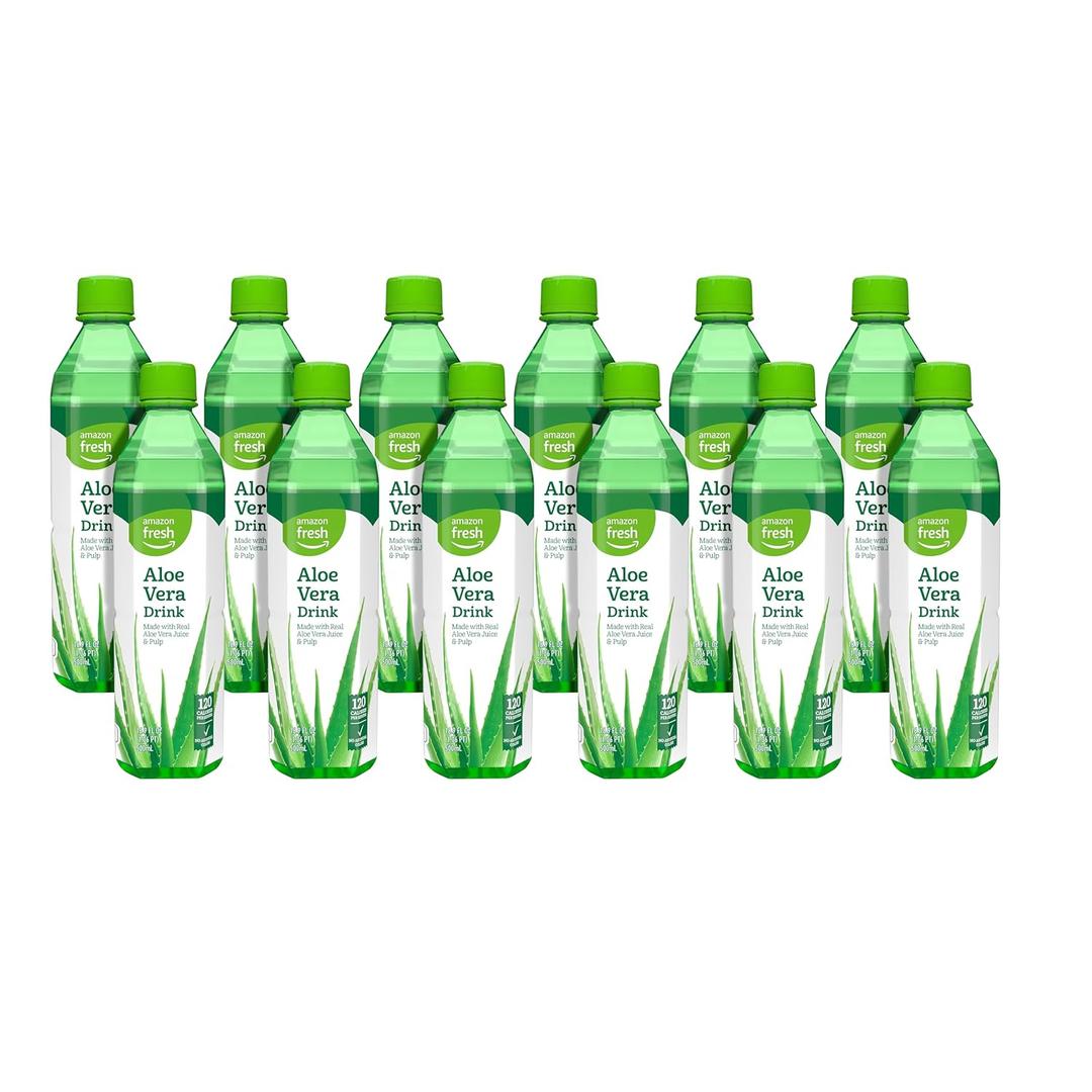 Amazon Fresh, Aloe Vera Drink, 16.9 Oz, 12 Ct (EXP 12/26/25)