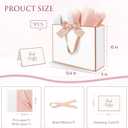 Ethhqu 5Pack Elegant Large Gift Bags with Handles, 12.6x10x4 Inch - Set Includes Tissue Paper & Cards for Birthday, Baby Shower, Wedding, Anniversary, Mothers Day & Holiday Gifts (5Pcs White with Rose Gold Rim)