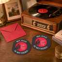 5 x 5" Funny Vintage Father's Day Greeting Card with Envelope Creative Black Retro Record Music CD Style, Unique Birthday Gift for Best Dad from Daughter & Son