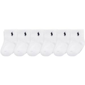 Polo Ralph Lauren Baby Sport Quarter Sock, 6 Pack, White Navy, Baby 6-12 Months