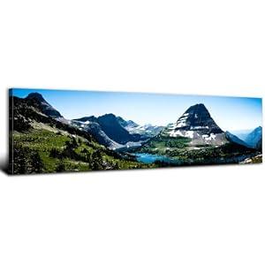 Mountain Canvas Wall Art Hidden Lake Wall Decor Glacier National Park Posters Nature View of Logan Pass Pictures Mountains Landscape Photo Prints Artwork for Bedroom Living Room Home Decoration 14x48"