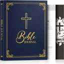 Lanpn Christian Bible Prayer Journal for Men, 91 Days Daily Devotional Journals, Bible Study Notebook with Scripture Verse for Church Pray Notes, Religious Faith Gifts (Blue Leather Hardcover)