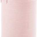 15Dx20H inches Large Pink Hamper Laundry Basket for Baby Kids Woven Rope Nursery Hamper for Girls Room Bedroom Kawaii Laundry Bin 60L Capacity