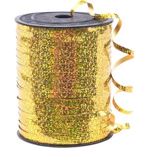 PartyWoo Gold Ribbon, 500 Yard Curling Ribbon for Crafts, Iridescent Crimped Ribbon, Shiny Ribbon for Gift Wrapping, Ribbon for Balloons String, Hair, Florist Flower (1 Roll)