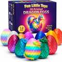 12 Pack 3D Printed Dragon Toys, Flexible Articulated Fidget Dragons in Surprise Eggs, Collectible Desk Toys, Party Favors & Classroom Prizes for Kids