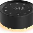 White Noise Machine with Alarm Clock & Night Light for Babies and Adults, 20 Soothing Sounds, Glare-Free Upward Display, Touch Control, Memory Function, 5 Sleep Timers, Black (Medium: 4.57 x 4.57 x 2.16 Inch)