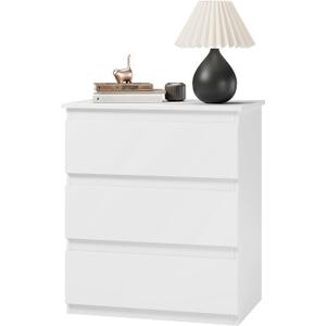 Bamjoy White Nightstand with 3 Drawers, Beside Table for Bedroom, Small Side Table Storage Cabinet Night Stand for Home Office, 18.0W x 14.0D x 24.8H Inches