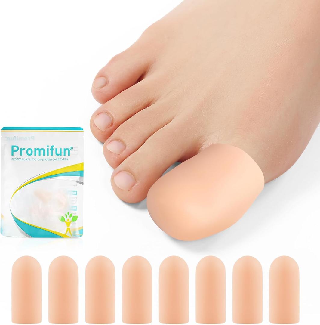 Silicone Toe Protectors,4 Pairs Soft Gel Toe Protectors for Men & Women-Toe Caps for Foot Pain Relief-Toe Sleeves for Ingrown Toenails, Corns, Calluses, Blisters(Skin Color+4L))