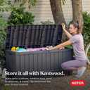 Keter Kentwood 92 Gallon Resin Deck Box-Organization and Storage for Patio Furniture Outdoor Cushions, Throw Pillows, Garden Tools and Pool Floats, Dark Grey