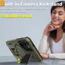 for Samsung Galaxy S23 FE Case Magnetic[Compatible with MagSafe Support Wireless Charger]Built-in Camera Cover Stand+with 2 Tempered Glass Screen Protector,360Full-Body Phone Protection Green