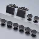 10Pcs Cufflinks for Men Classic Design Carbon Fiber Cufflinks Tuxedo Shirt Stud Set for Wedding Business Birthday Meeting Black Tone Cufflinks