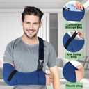 KONSEDIK Arm Shoulder Sling for Men and Women,Porous comfort Medical Sling with Pocket Shoulder Pad for Rotator Cuff Injury,Support for Arm,Wrist, Elbow,Clavicle Fracture Post-Surgery(Blue,Small)