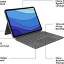 Logitech Combo Touch iPad Pro 11-inch (1st, 2nd, 3rd, 4th gen - 2018, 2020, 2021, 2022) Keyboard Case - Detachable Backlit Keyboard, Click-Anywhere Trackpad - Oxford Gray; USA Layout