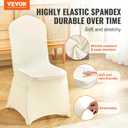VEVOR 50 Pcs Flat-Front Chair Covers Polyester Spandex Chair Cover Stretch Slipcovers, Wedding, Holiday, Banquet, Party, Celebration, Dining, Beige