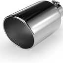 Richeer 4 to 8 inch Exhaust Tip, 4" Inlet, 8” Outlet 15” Overall Length Stainless Steel Polished Finish Universal for Vehicles with 4" O.D. Exhaust Tailpipe, Rolled Edge, Bolt on Design