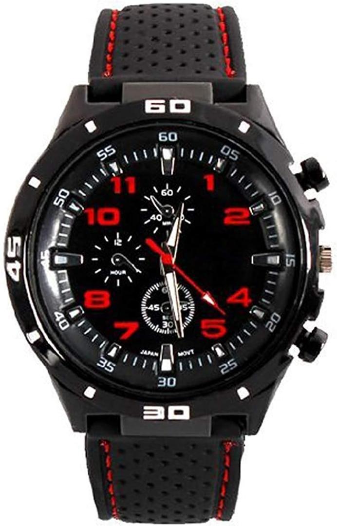 Men's GT Racer Sport Watch Military Pilot Aviator Army Style Black Silicone Mens Watch
