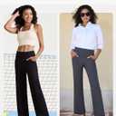 Yoga Pants with Pockets for Women, High Waist Tummy Control Bootcut Flare Leggings Workout Work Pants (Medium, Navy Blue)