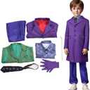 Pigmiss Kids Costume for Boys Teens Halloween Clown Cosplay Costume Deluxe Suit Coat Shirt Jacket Tie Pants Men Outfit (Fits Height:51.2")