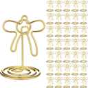 36 Pcs Coquette Bow Table Number Holders Gold Place Card Holders Photo Clip Stand Name Card Food Table Sign for Centerpieces Wedding Reception Birthday Party Decorations