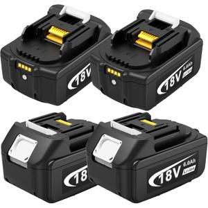 4 Pack 18V 6000mAh Replace Long-Lasting Lithium Battery for Makita 18V Battery, 6.0Ah Power with LED Indicator Compatible with Makita BL1850B/BL1860B/BL1840B/BL1820B & Cordless Tools/Chargers