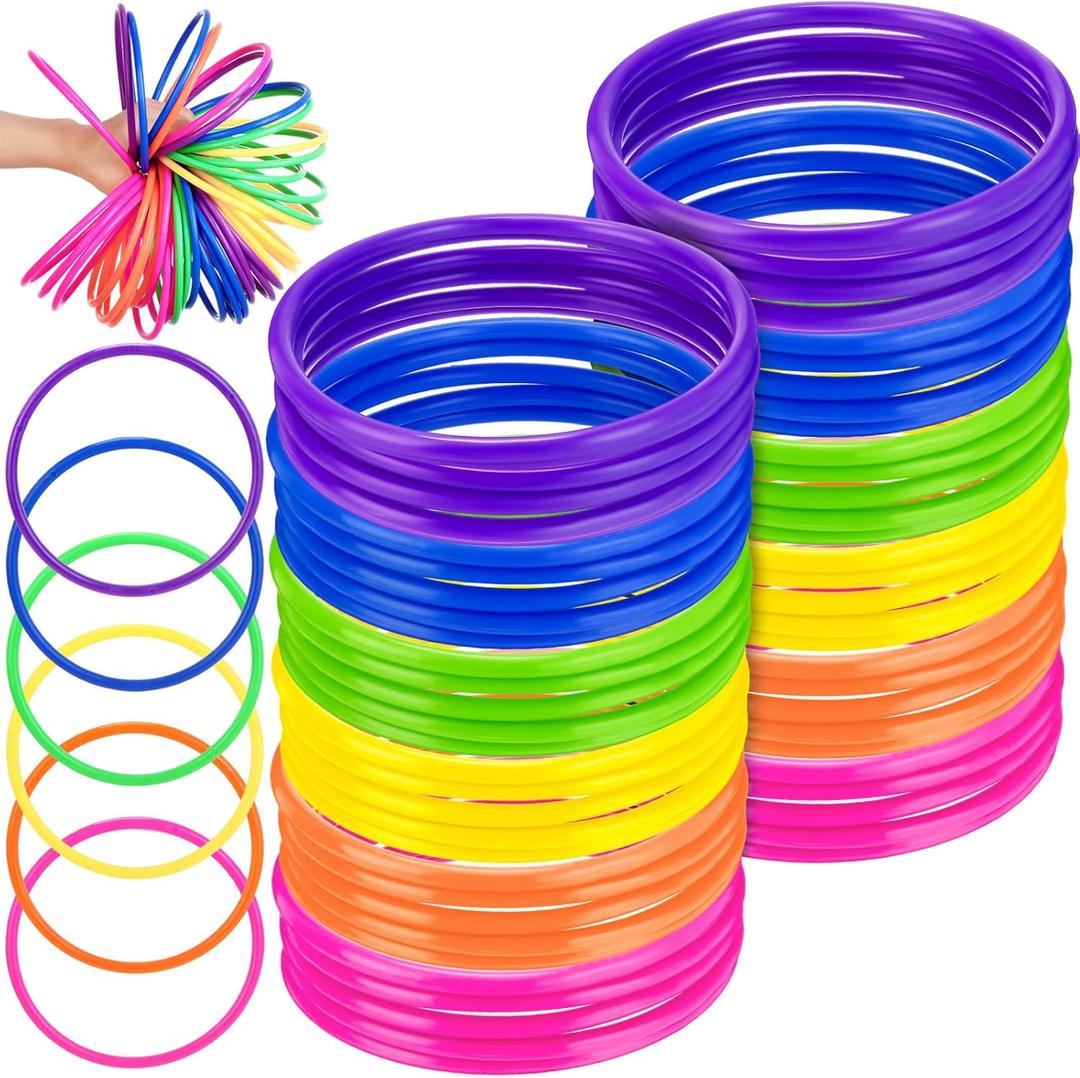 48 Pcs Multicolor Plastic Rings for Ring Toss Game Carnival Outdoor Game for Kids Activity Games Speed Agility Practice Carnival Party (6 Inch, Vibrant Colors)