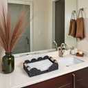 CubesLand Scalloped Napkin Holder for Bathroom Decor, Paper Rope Flat Napkin Dispenser Guest Towel Tray for Bathroom, Farmhouse Warm Napkin Holder for Table Dining Room Home Kitchen Decor, Black