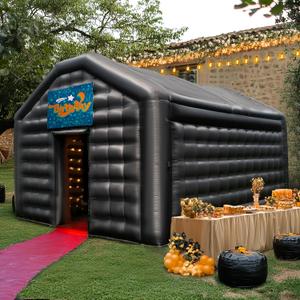 Small Black Inflatable Night Club 16.4x13x11.5Ft Disco Cube Gazebo Event House with Logo Area Portable Inflatable Party Tent for Birthday, School Events, Backyard Party, Rental Business