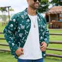 Bindefon Christmas Jean Jacket Men Trucker Unlined Coats Xmas Printed Tops Stocking Stuffers for Man (S)