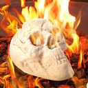 1 Pack Fire Pit Skulls 8.7 Inch Imitated Human Ceramic Firepit Fireproof Skulls Bonfire Accessories Fake Logs Halloween Decor for Gas Propane Campfire Fireplace Wood Fires (White)