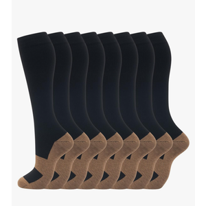 Charmking  8 Pairs Compression Socks for Men & Women 20-30 mmHg Knee High Nurse Pregnant Running Medical and Travel Athletic L/XL