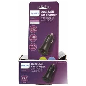 Philips Dual USB Car Charger With USB A And USB C