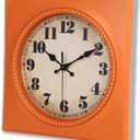 Vintage Wall Clock 1950s Style - Retro 50's Mid Century Square Wall Clocks Battery Operated Silent for Kitchen, Home Decor - 12 Inch, Orange