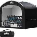 Happy Travel Bike Storage Shed Tent, Waterproof Portable Bicycle Cover with 30% More Top Storage Space for 2/3/4/5 Bikes,Clips Easy Setup Outdoor Sheds Shelter for Motorcycle, Garden Tools, Lawn Mower