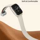 Leather Magnetic Watch Band Compatible with Apple Watch 46mm 45mm 44mm 42mm 41mm 40mm 38mm, Top Grain Designer Replacement Strap for Women Men iWatch Series 10/9/8/7/6/5/4/3/2/1/SE/Ultra 2